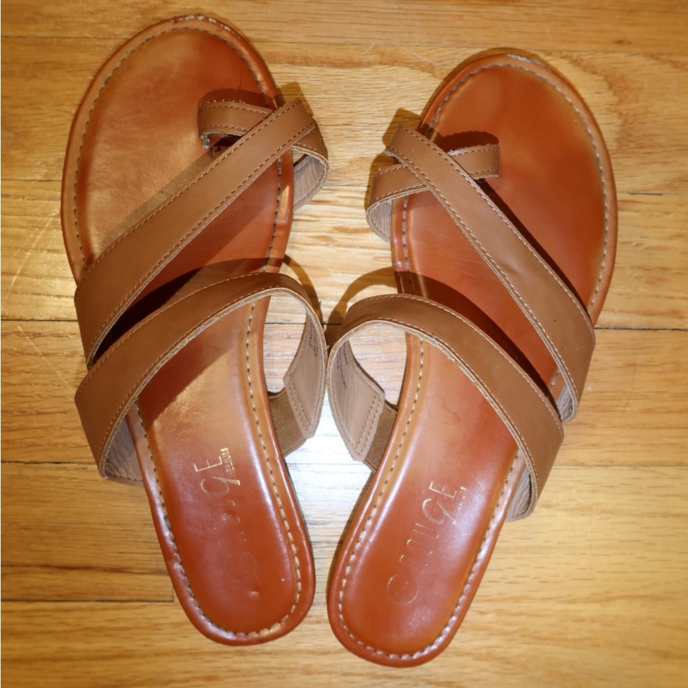 Tan Crisscross Leather Sandals by Rogue Helium – Size 7